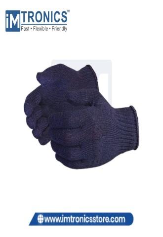 Blue-Knitted Hand Gloves 